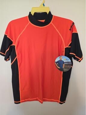 Men's Short Sleeve Rash Guard - Orange/Black - Large - BNWT